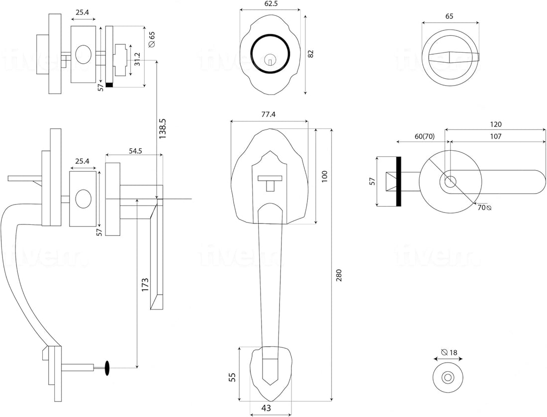 NOMA Double Front Door Hardware Set, Grip Entry Door Lock Set with Lever Handle and deadbolt, Antique Copper