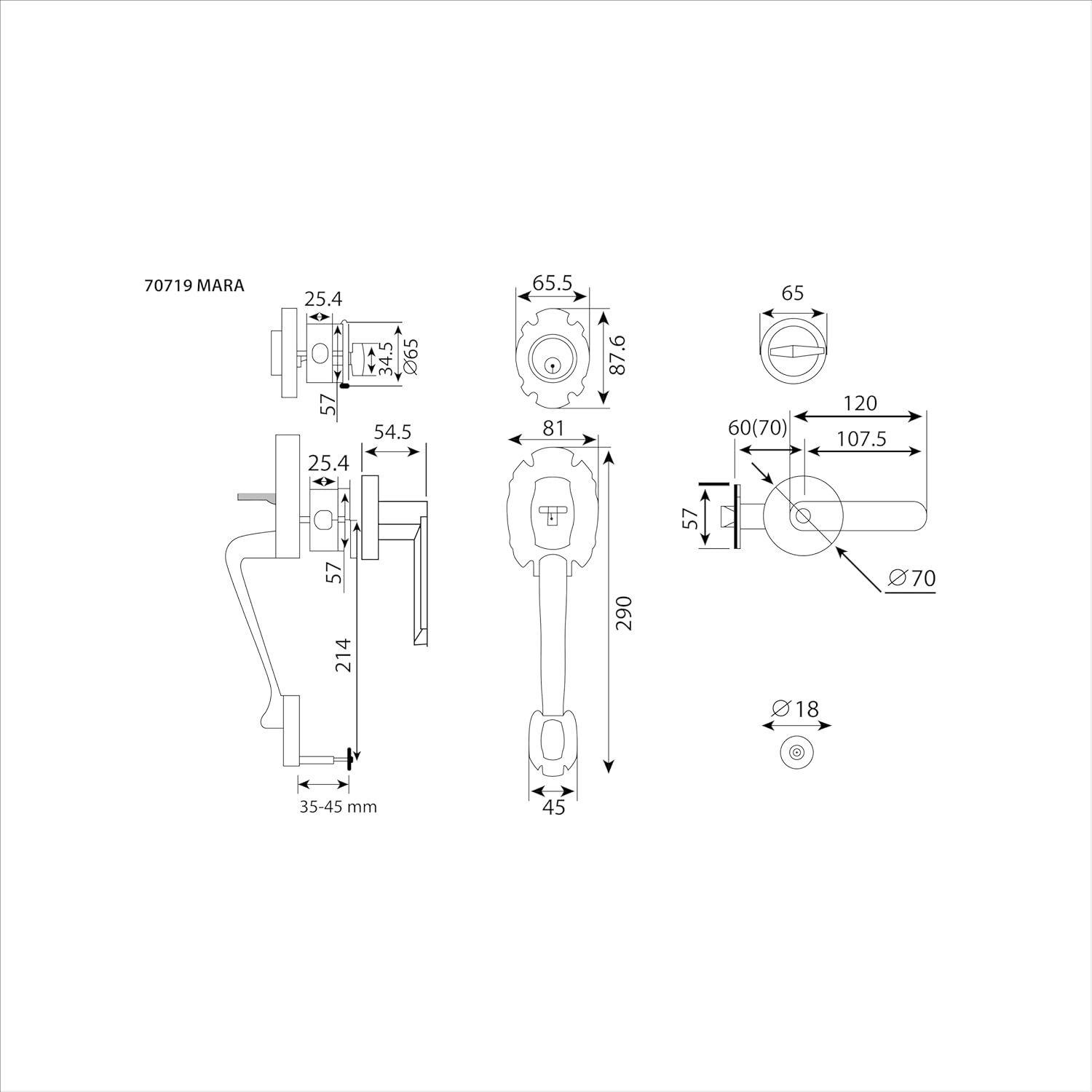 MARA Double Front Door Hardware Set, Grip Entry Door Lock Set with Lever Handle and deadbolt, Antique Copper