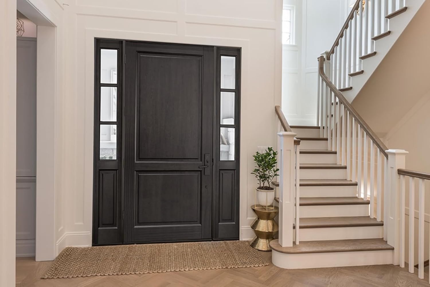 Lama_G Single Front Door Hardware Set, Heavy Duty Reversible Entry Door Hadleset with Exterior and Interior Grip Handles and deadbolt, Antique Brass Finish