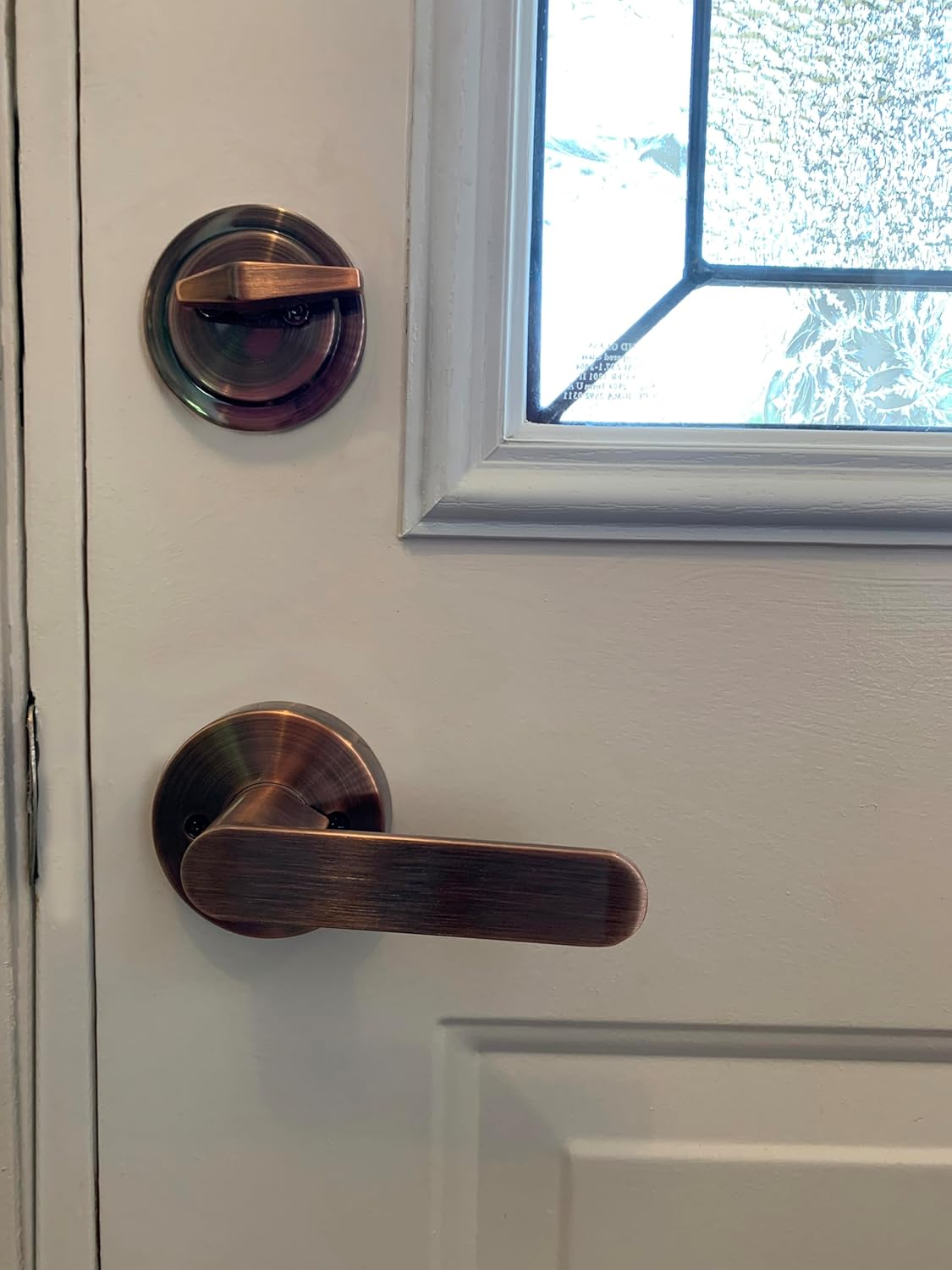 Kit de Fechadura LOCKSET4U para Porta de Entrada LAMA com Maçaneta e Trinco, Estilo Europeu, Cobre Antigo