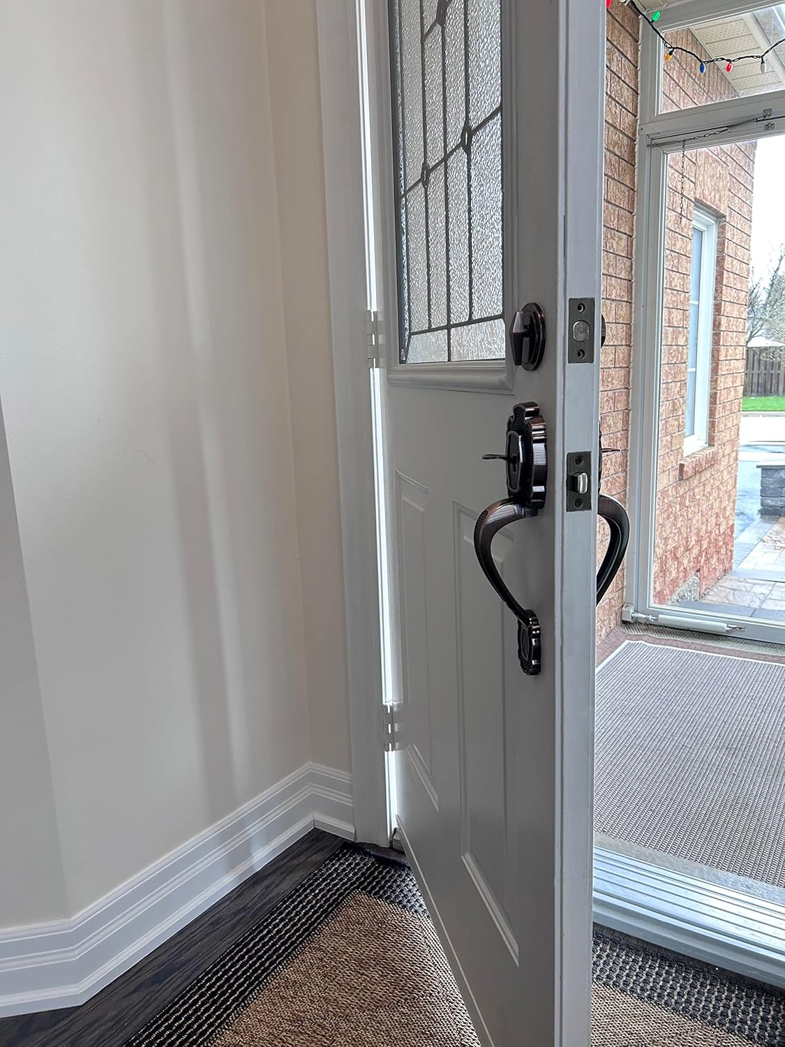 Mara_G Single Front Door Hardware Set, Heavy Duty Entry Door Lock Set with Exterior and Interior Grip Handles and deadbolt, Antique Copper Finish