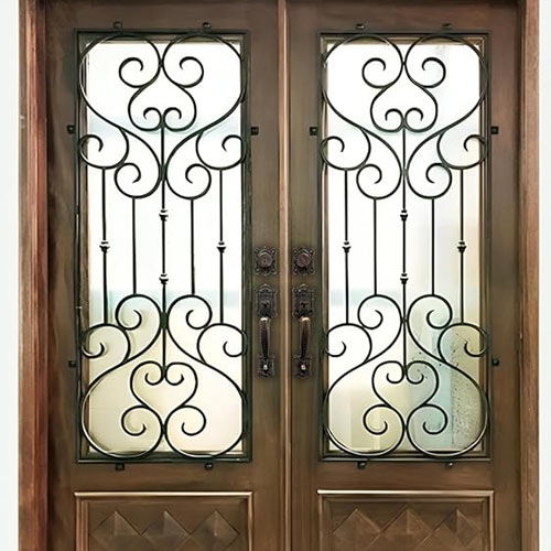 Zita Double Front Door Hardware Set, Grip Entry Door Lock Set with Lever Handle and deadbolt, Antique Copper